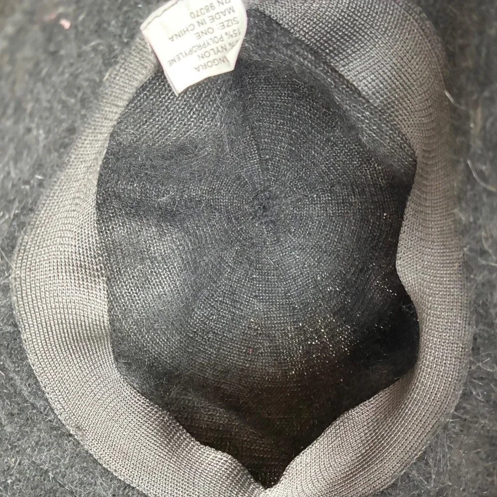 Vintage Black Angora Blend Fuzzy‎ Bucket Hat RN 98070 One Size